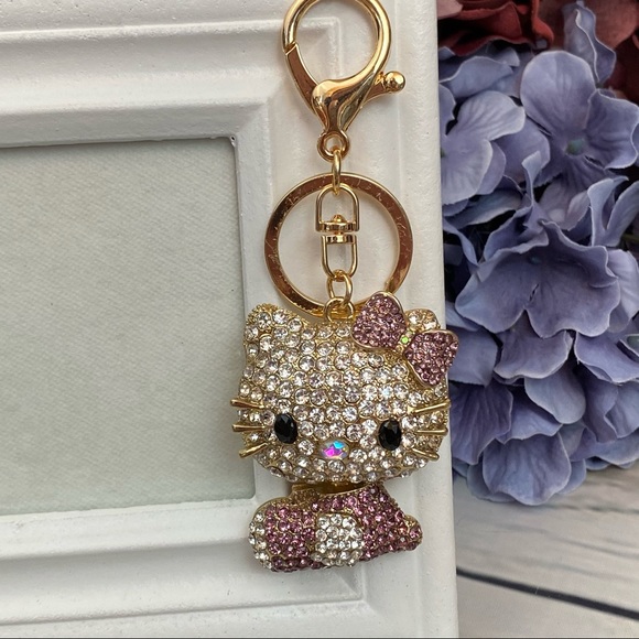 Hello Kitty with Purple Crystal Dress & Bow Keychain Charm - Picture 2 of 12